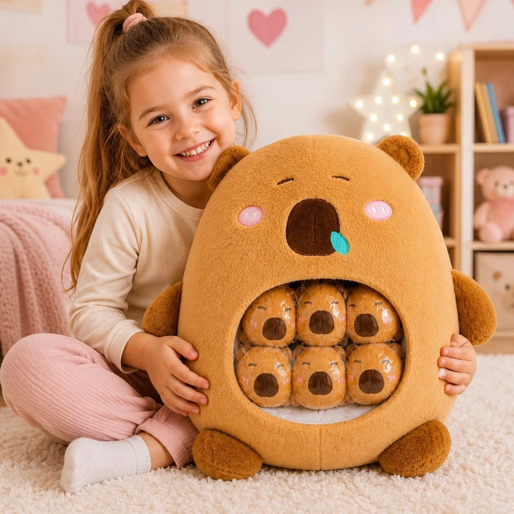 WKS DIDELIS CAPYBARA MASKOTAS SU MAŽA CAPYBARA 7 viename CAPYBARA + 6 MAŽOS CAPYBARA