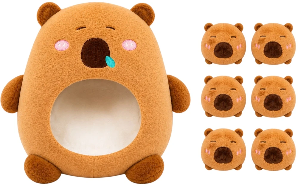 WKS DIDELIS CAPYBARA MASKOTAS SU MAŽA CAPYBARA 7 viename CAPYBARA + 6 MAŽOS CAPYBARA
