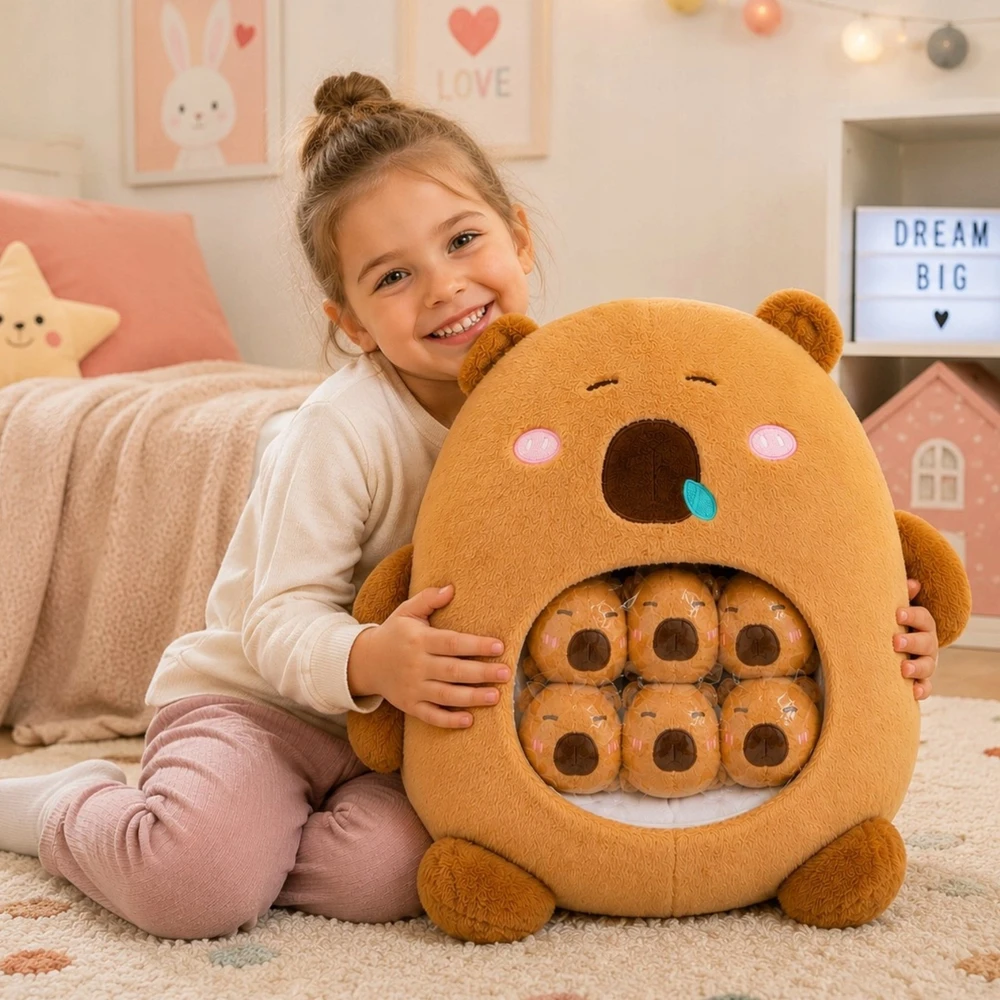 WKS DIDELIS CAPYBARA MASKOTAS SU MAŽA CAPYBARA 7 viename CAPYBARA + 6 MAŽOS CAPYBARA