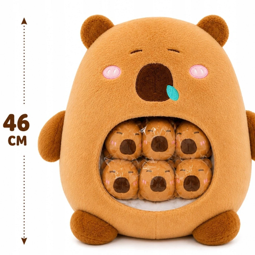 WKS DIDELIS CAPYBARA MASKOTAS SU MAŽA CAPYBARA 7 viename CAPYBARA + 6 MAŽOS CAPYBARA