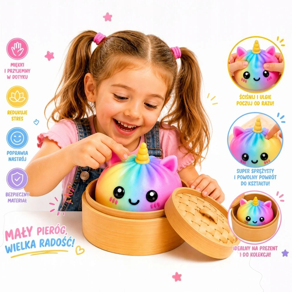 WKS GNIOTEK PIERÓG RAINBOW UNICORN ANTISTRESINIS ŽAISLINIS KOLDINIŲ MĖSTERIS
