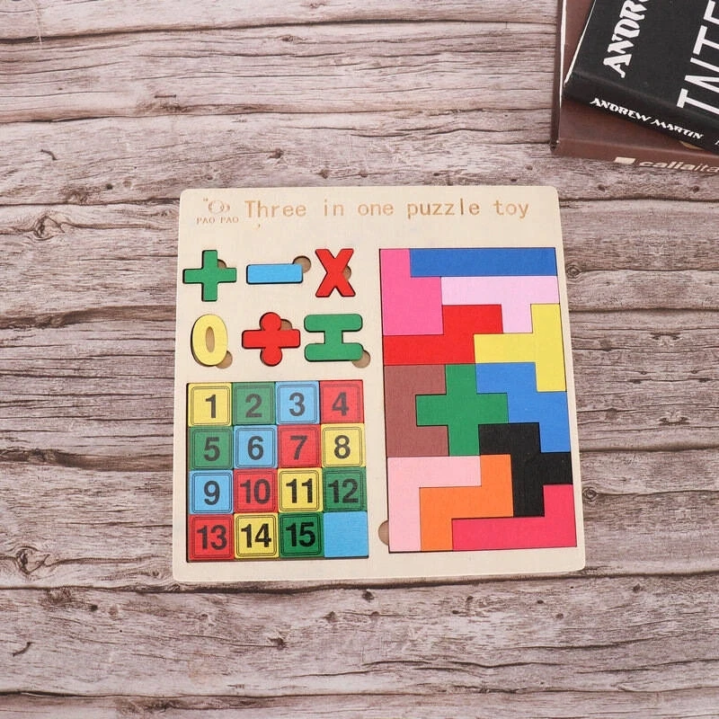 WKS LAIKOMASIS ŽAISLAS MEDINĖS TETRIS DĖLĖS DAUGOS LENTELĖ 3in1 SKAIČIAI