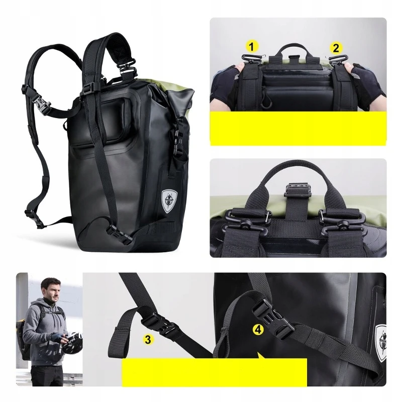 Wodoodporna sakwa rowerowa tylna 27l Rhinowalk, plecak 2w1