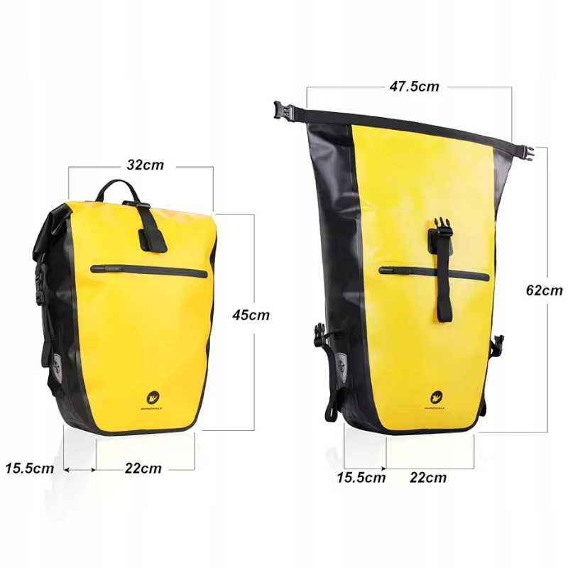 Wodoodporna sakwa rowerowa tylna 27l Rhinowalk, plecak 2w1
