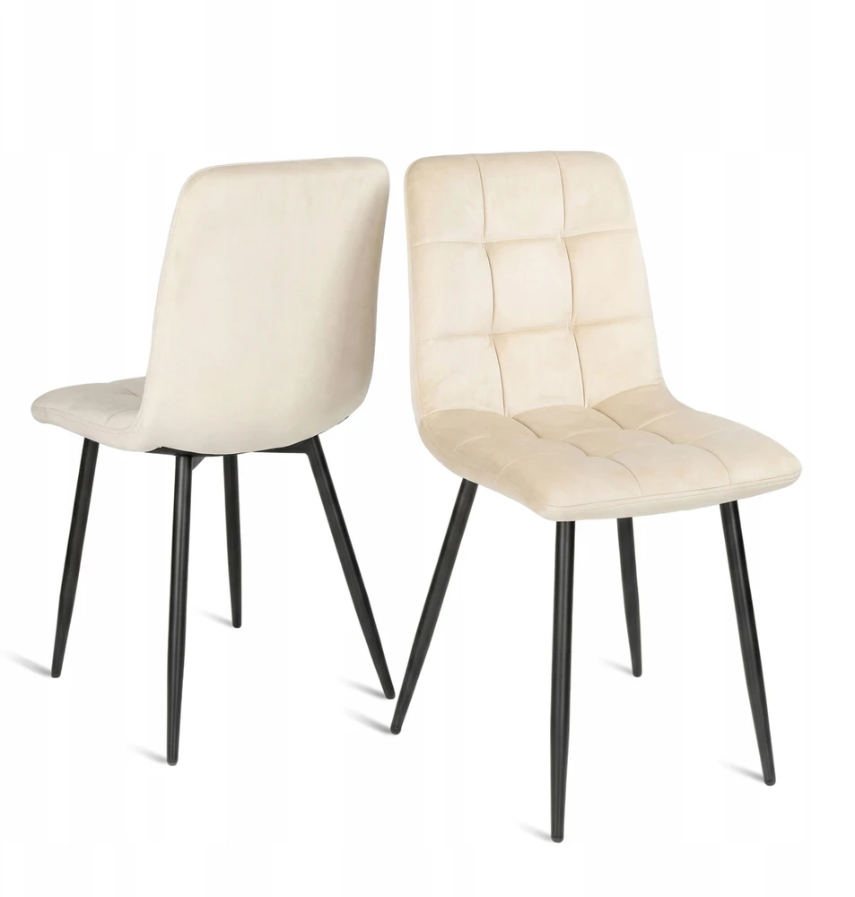 Wohnartig BEIGE aksominė kėdė, 2 vnt., apmušta valgomajam, virtuvės svetainei