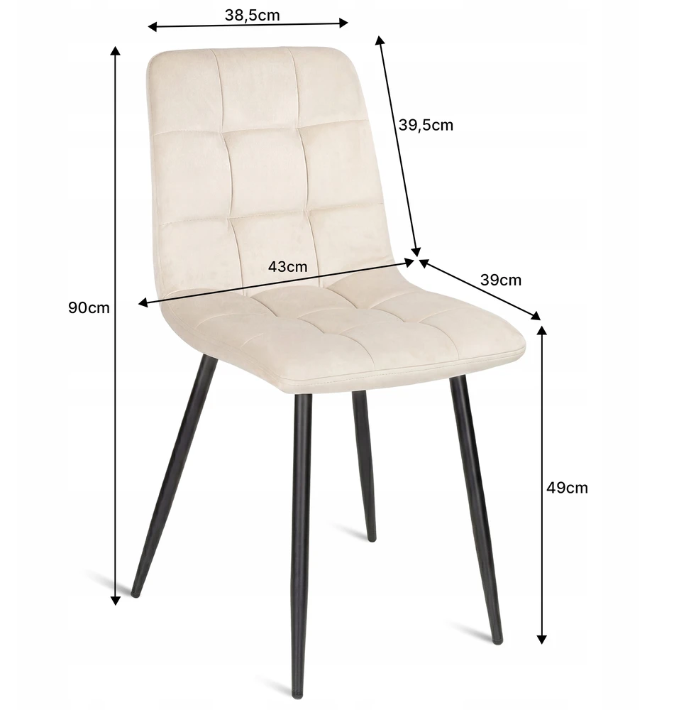 Wohnartig BEIGE aksominė kėdė, 4 vnt., apmušta valgomajam, virtuvės svetainei