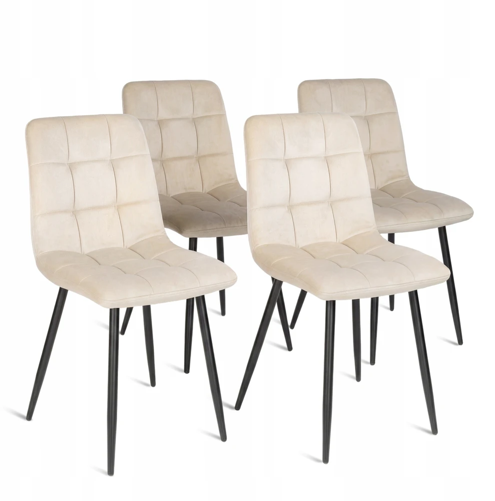 Wohnartig BEIGE aksominė kėdė, 4 vnt., apmušta valgomajam, virtuvės svetainei