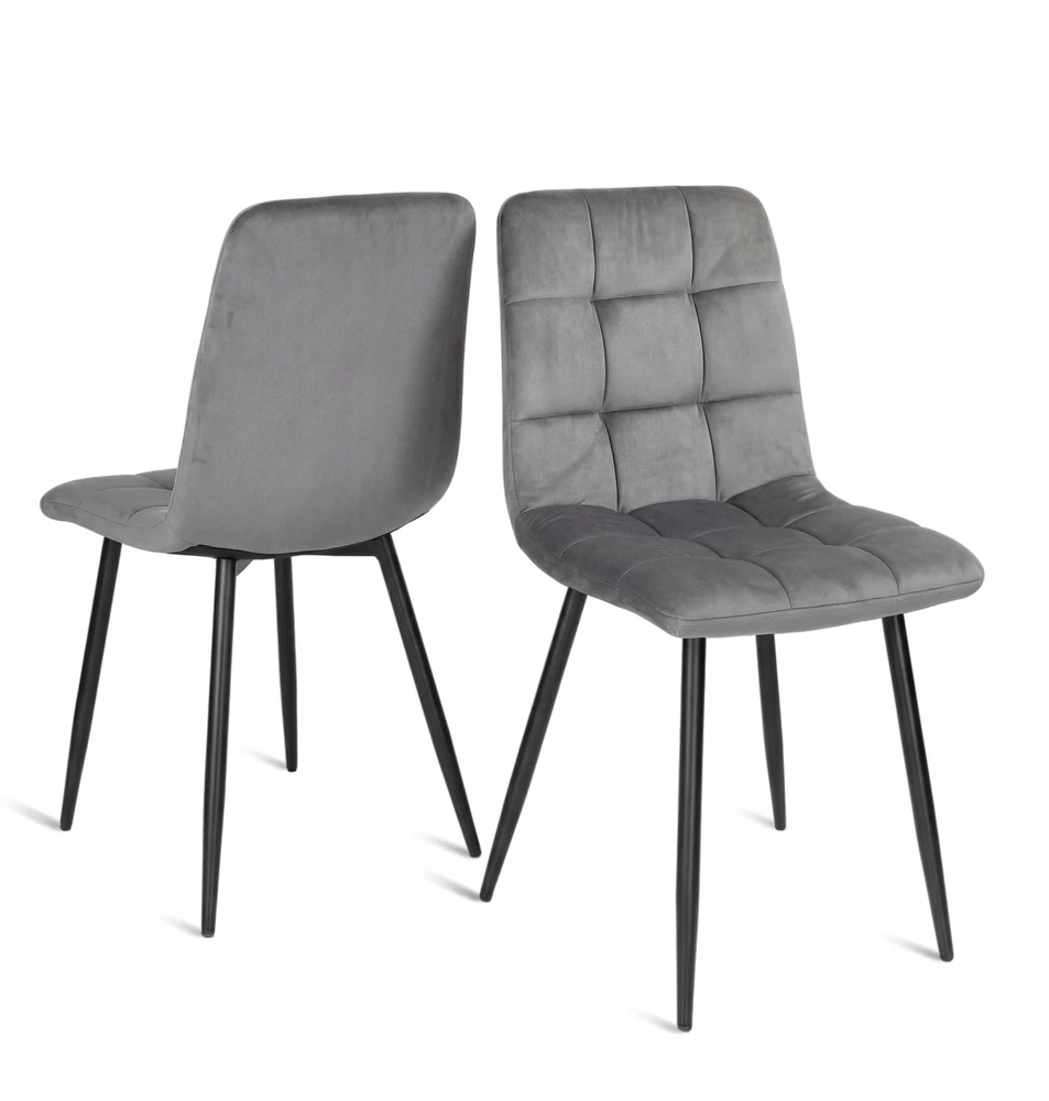 Wohnartig PILKA aksominė kėdė, 2 vnt., apmušta valgomajam, virtuvės svetainei