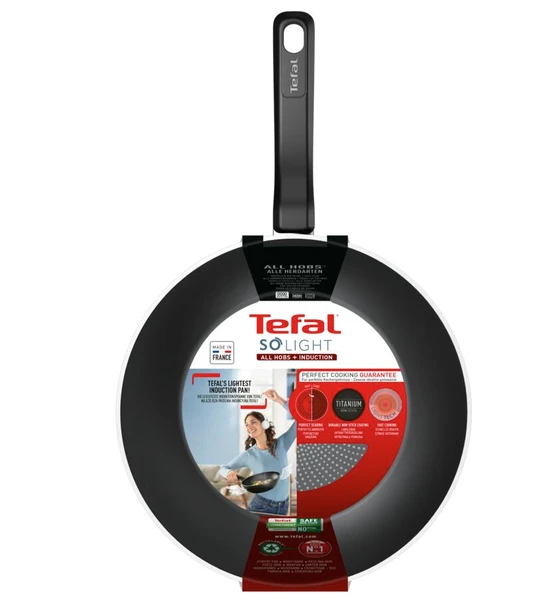 TEFAL keptuvė | H0561942 | Wok | 28 cm skersmuo | Tinka indukcinei kaitlentei | Fiksuota rankena | Juodas