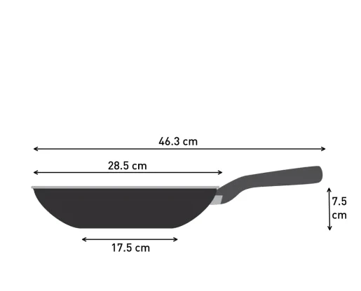 TEFAL keptuvė | H0561942 | Wok | 28 cm skersmuo | Tinka indukcinei kaitlentei | Fiksuota rankena | Juodas