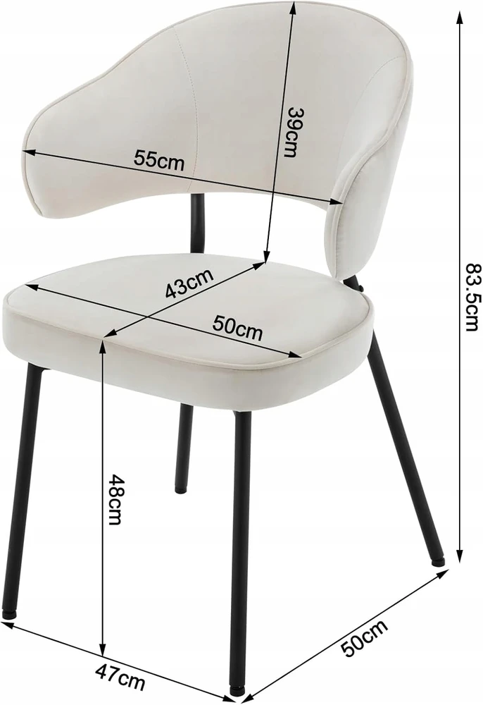 WOLTU SET 2 X DIZAINO KĖDĖS VALGAMOJO VIRTUVĖ SVETAINĖ 50 X 50 X 83,5