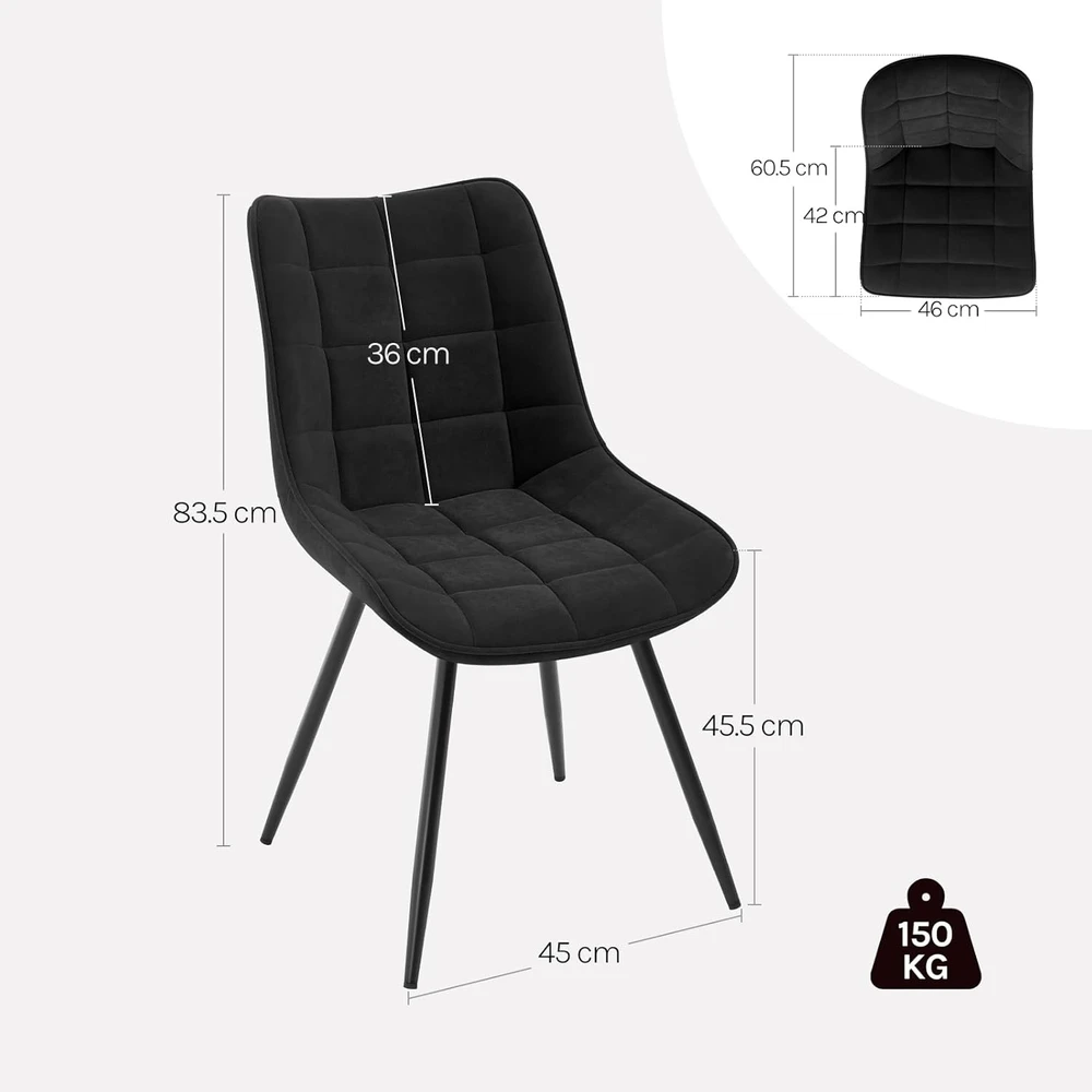 WOLTU SUKUMO KĖDŽIŲ RINKINYS IŠ 2 VALGOMO VIRTUVĖS VELVET METAL LEGS 83