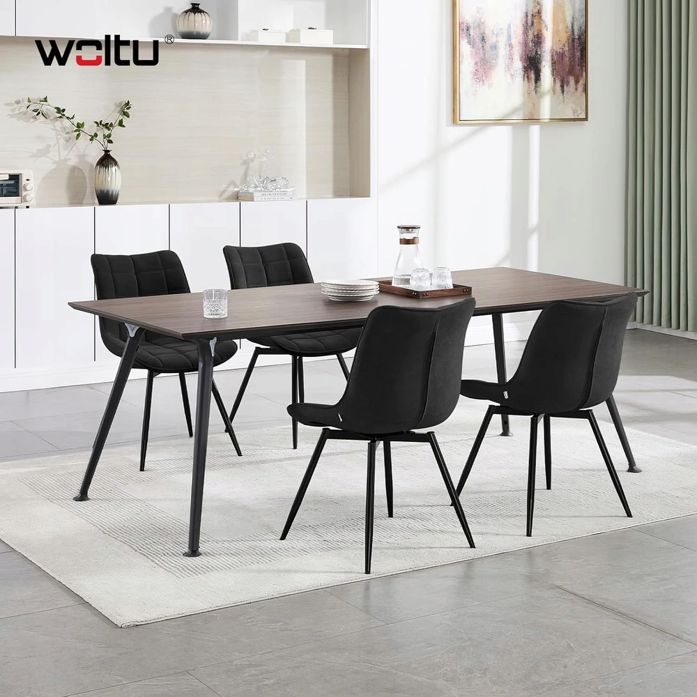 WOLTU SUKUMO KĖDŽIŲ RINKINYS IŠ 2 VALGOMO VIRTUVĖS VELVET METAL LEGS 83