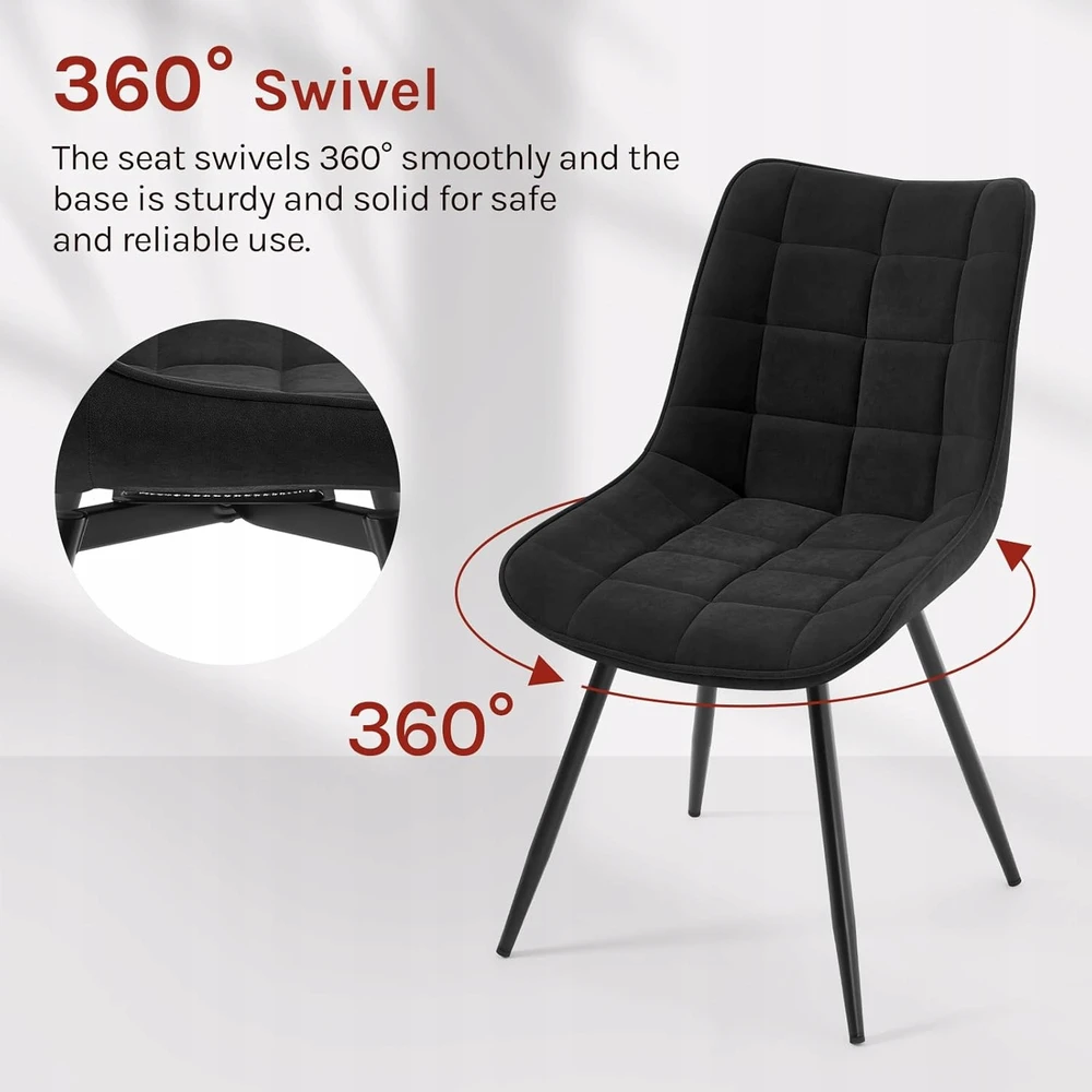 WOLTU SUKUMO KĖDŽIŲ RINKINYS IŠ 2 VALGOMO VIRTUVĖS VELVET METAL LEGS 83