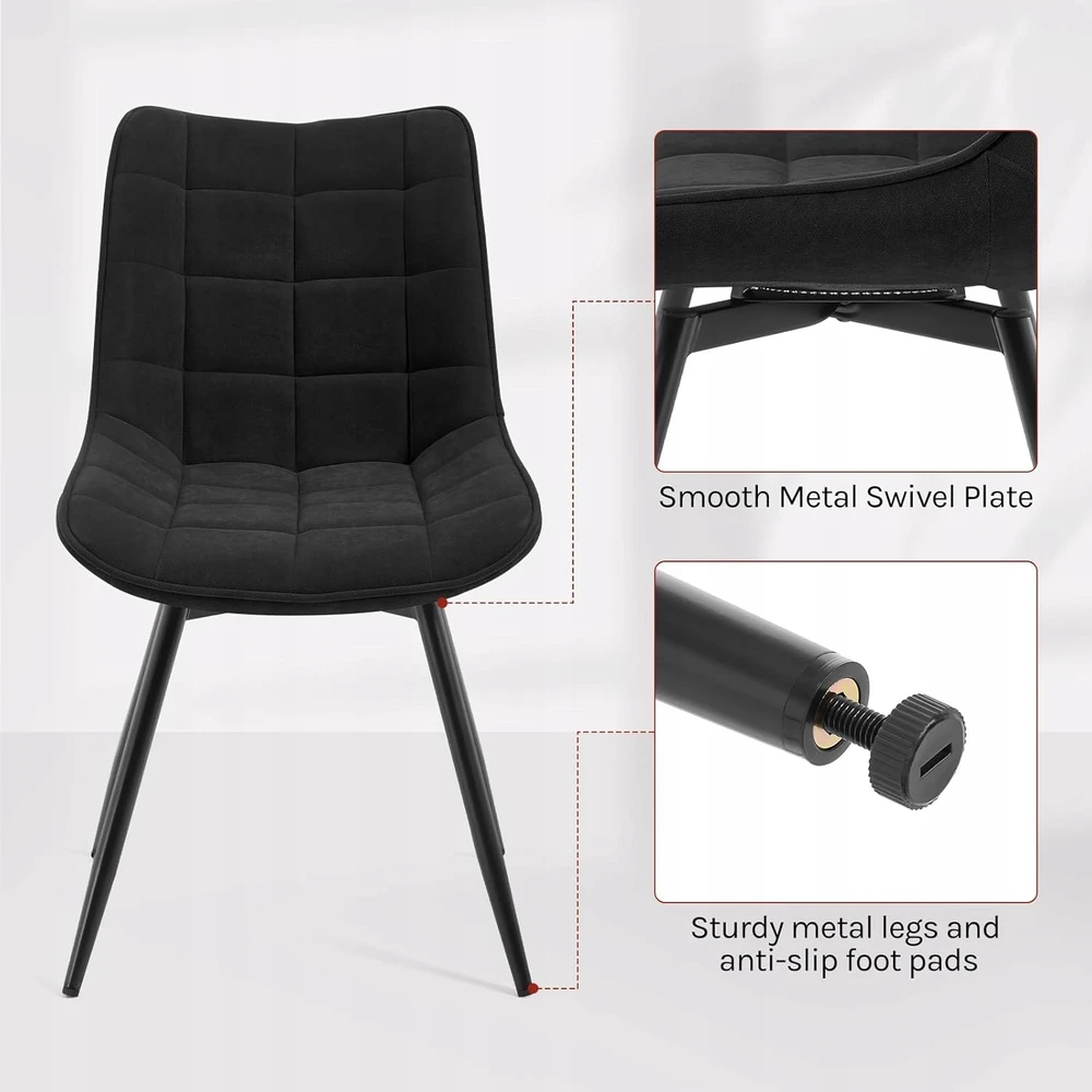 WOLTU SUKUMO KĖDŽIŲ RINKINYS IŠ 2 VALGOMO VIRTUVĖS VELVET METAL LEGS 83