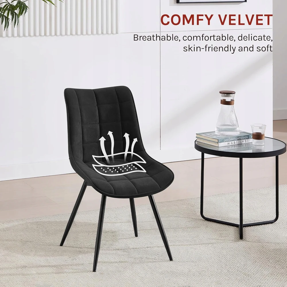 WOLTU SUKUMO KĖDŽIŲ RINKINYS IŠ 2 VALGOMO VIRTUVĖS VELVET METAL LEGS 83