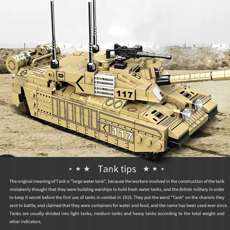 WOMA KONSTRUKCINIAI BLAKAI MILITARY TANK 3D CHALLENGER