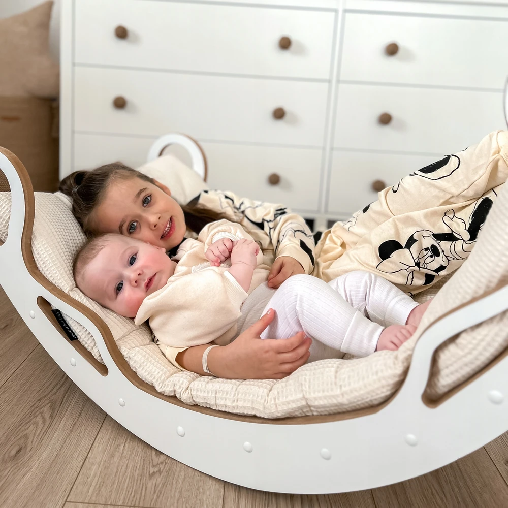 Wood For Kids Medinis Montessori supynės su čiuožykla ir pagalve