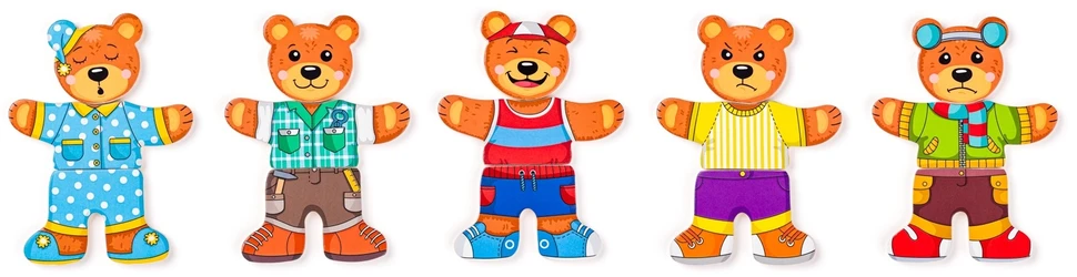Woody Meškučių Šeimos Rūbų Kūrėjas - Medinė Dėlionė Vaikams