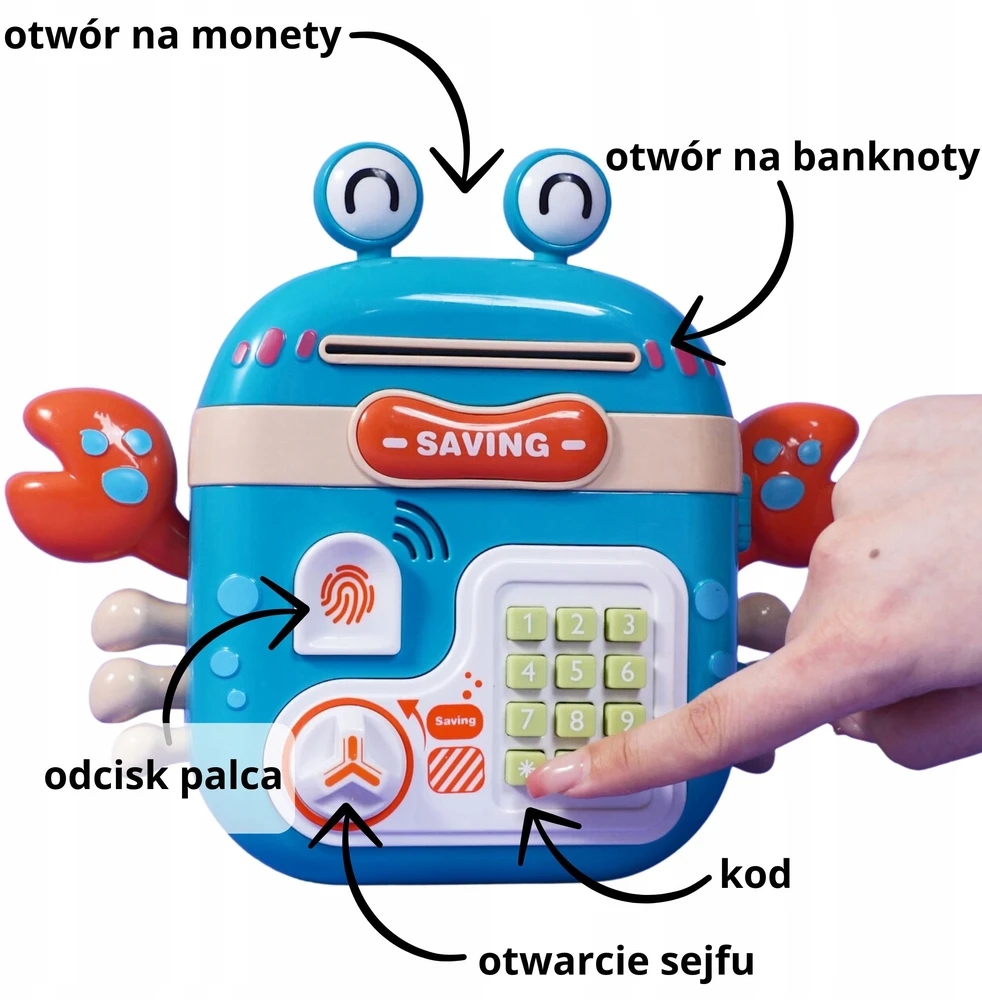 WOOPIE Elektroninė Skarbonka Krabų Kuprinė Mėlyna