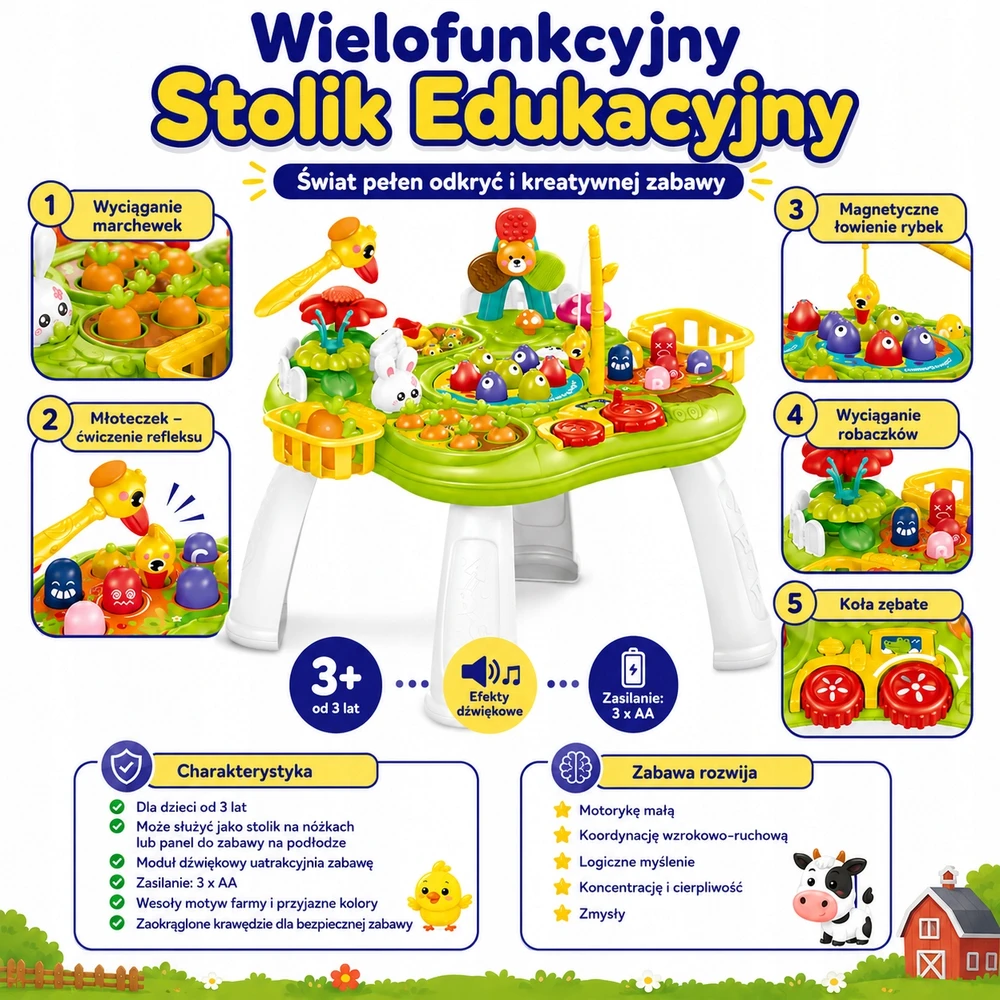 WOOPIE interaktyvus edukacinis stalas 2 in 1 žaidimas žvejyba