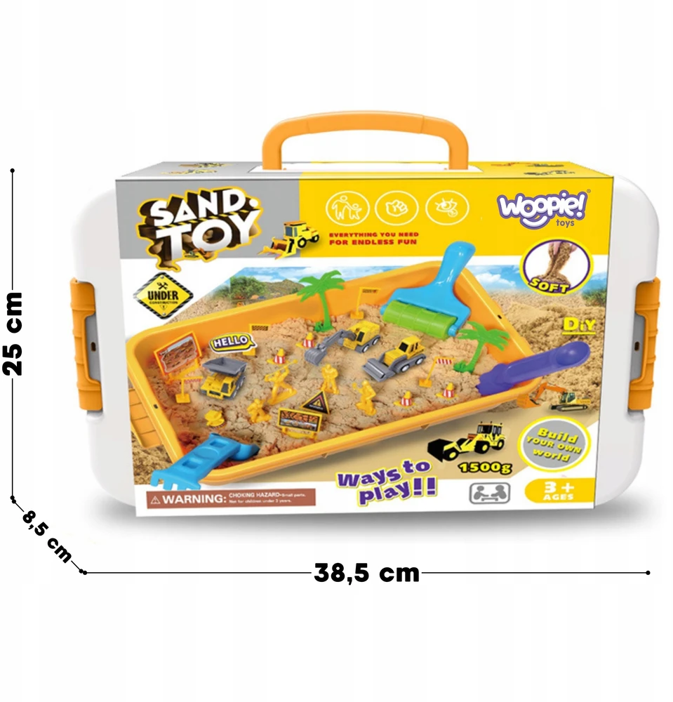 Woopie Kinetinis Smėlis Statybų Rinkinys 1,5kg XXL su Transporto Priemonėmis