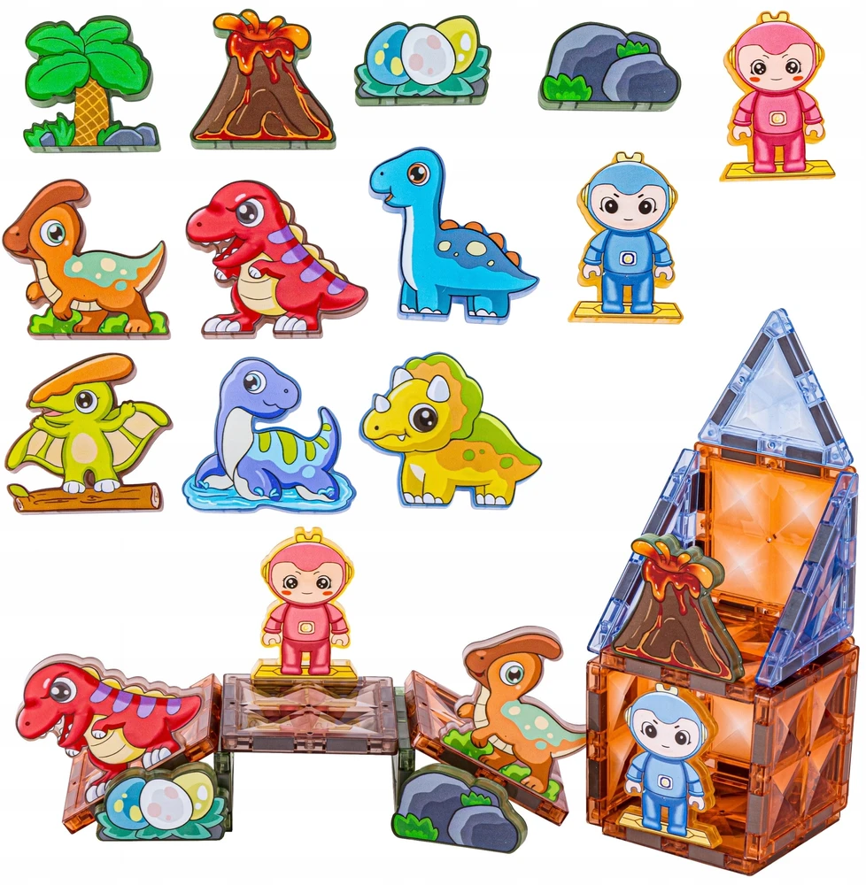 WOOPIE magnetinis konstruktorius 3D Dinozaurų parkas