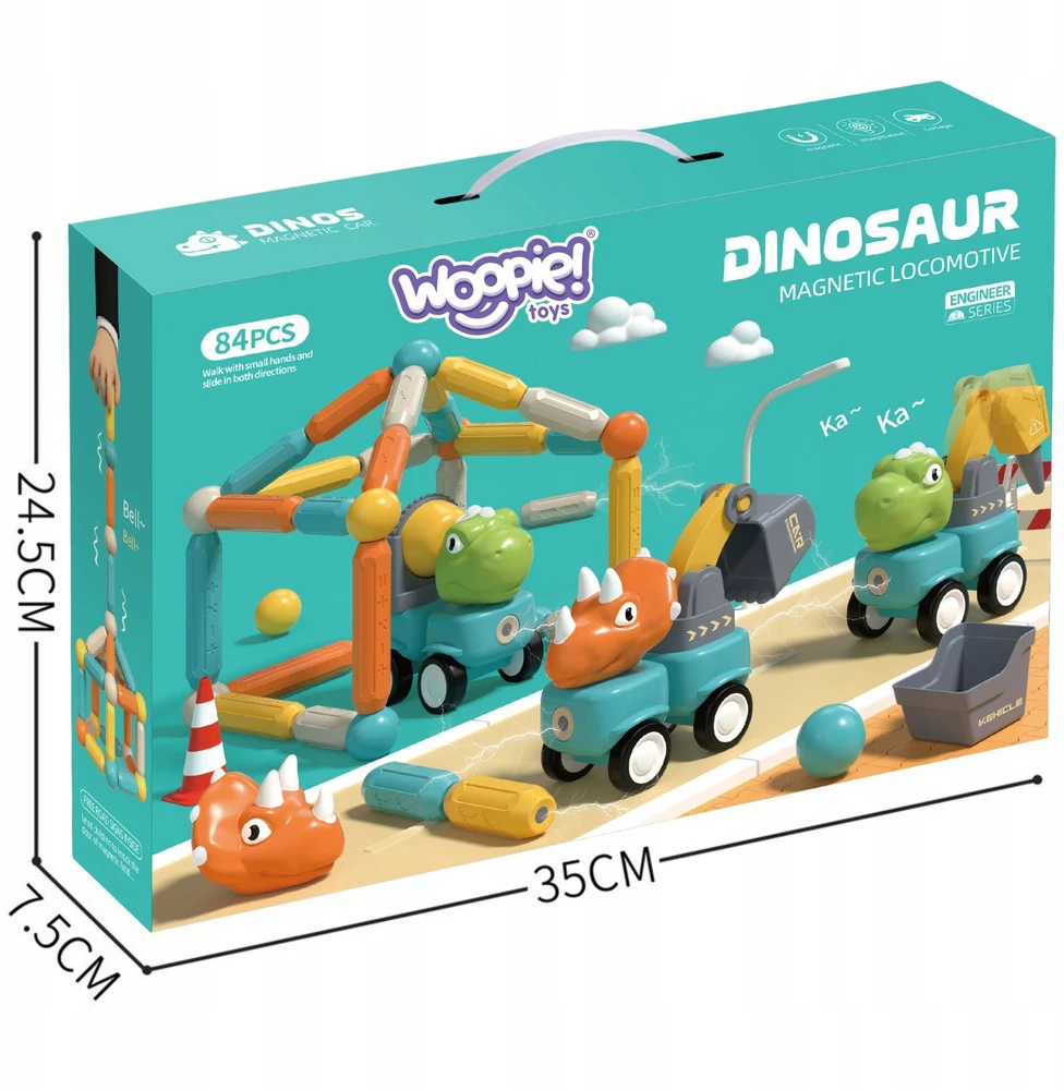 WOOPIE Konstruktoriai Magnetiniai Dinozaurai 84 el.