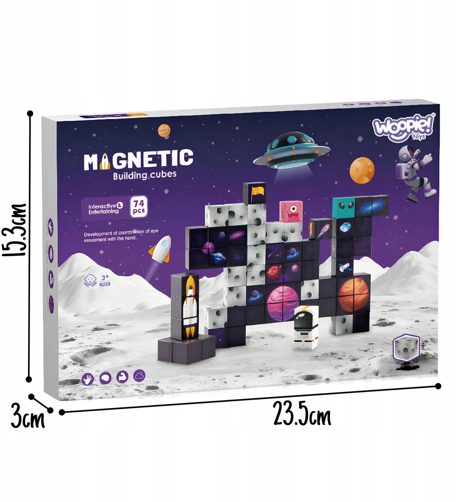 WOOPIE magnetiniai konstruktoriaus kubeliai Cosmos 74 vnt.