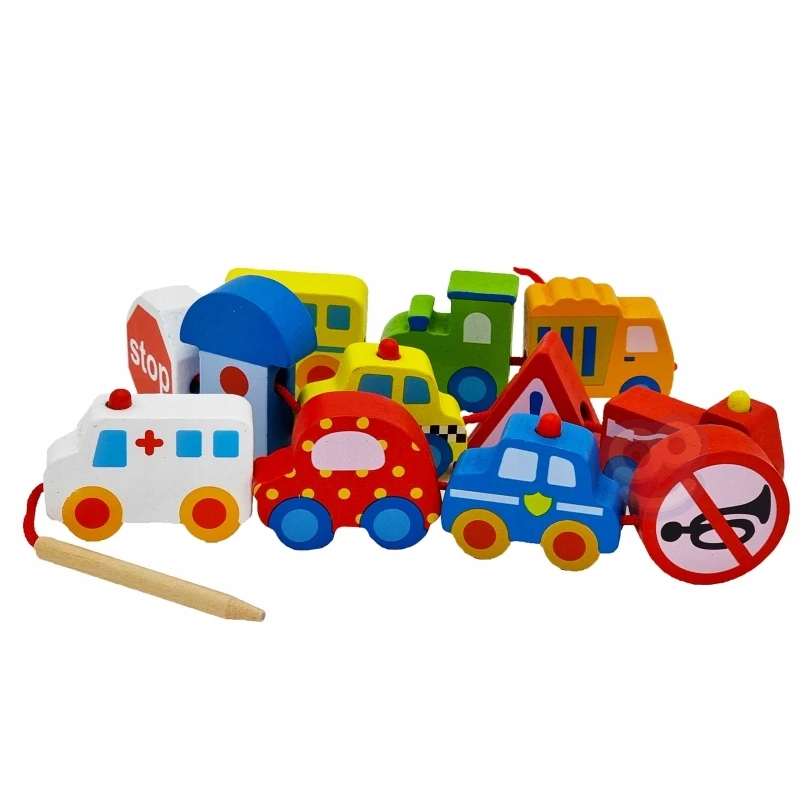 WOOPIE Medinės Klockiai Suvyniojimo Transporto Priemonės 13 vnt.