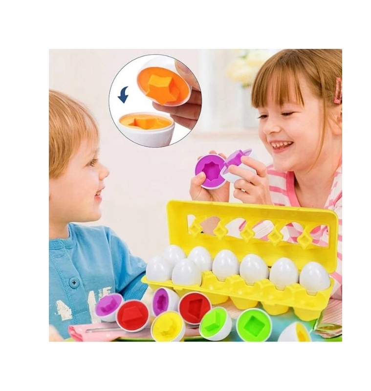 Dėlionė WOOPIE Ugdymo Žaislas Jajka Montessori - Porašyk Formas ir Spalvas