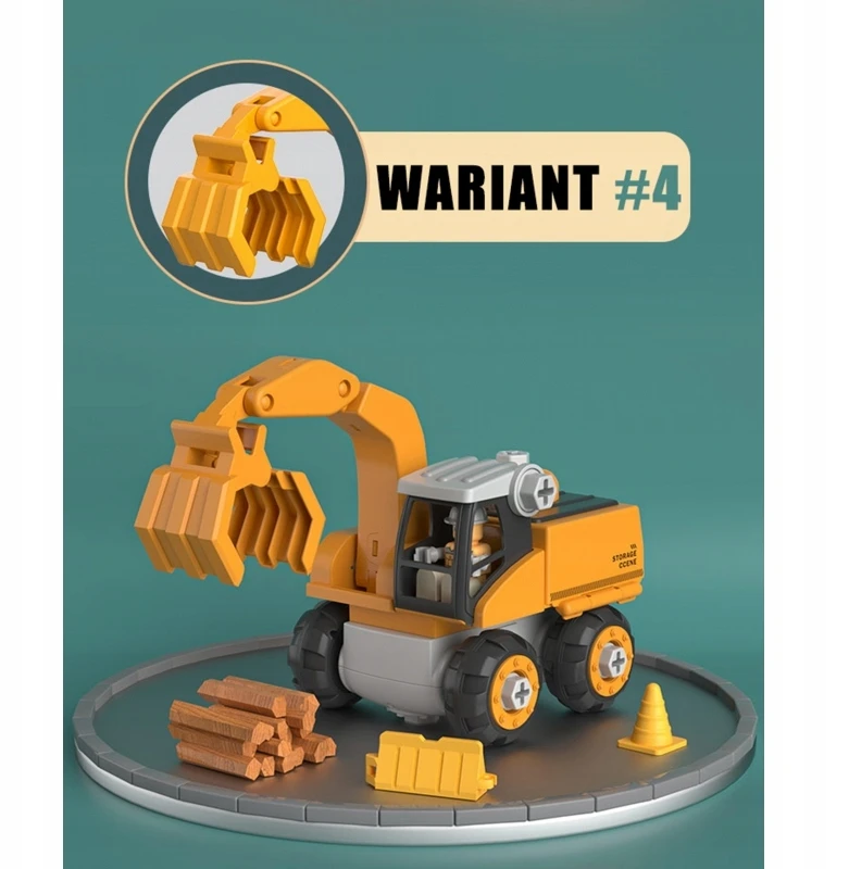 WOOPIE STATYBOS VEIKLA 5IN1 XXL SUKIMAS DIY VAIKAMS AUTOMATINIS EKSKAVATORIUS KRANAS TIR