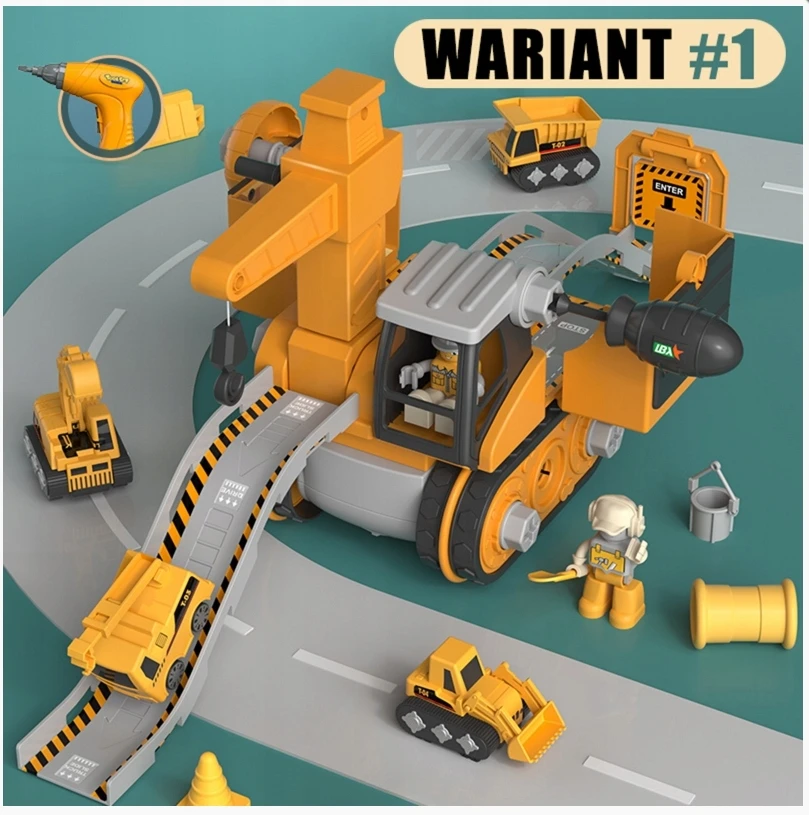 WOOPIE STATYBOS VEIKLA 5IN1 XXL SUKIMAS DIY VAIKAMS AUTOMATINIS EKSKAVATORIUS KRANAS TIR