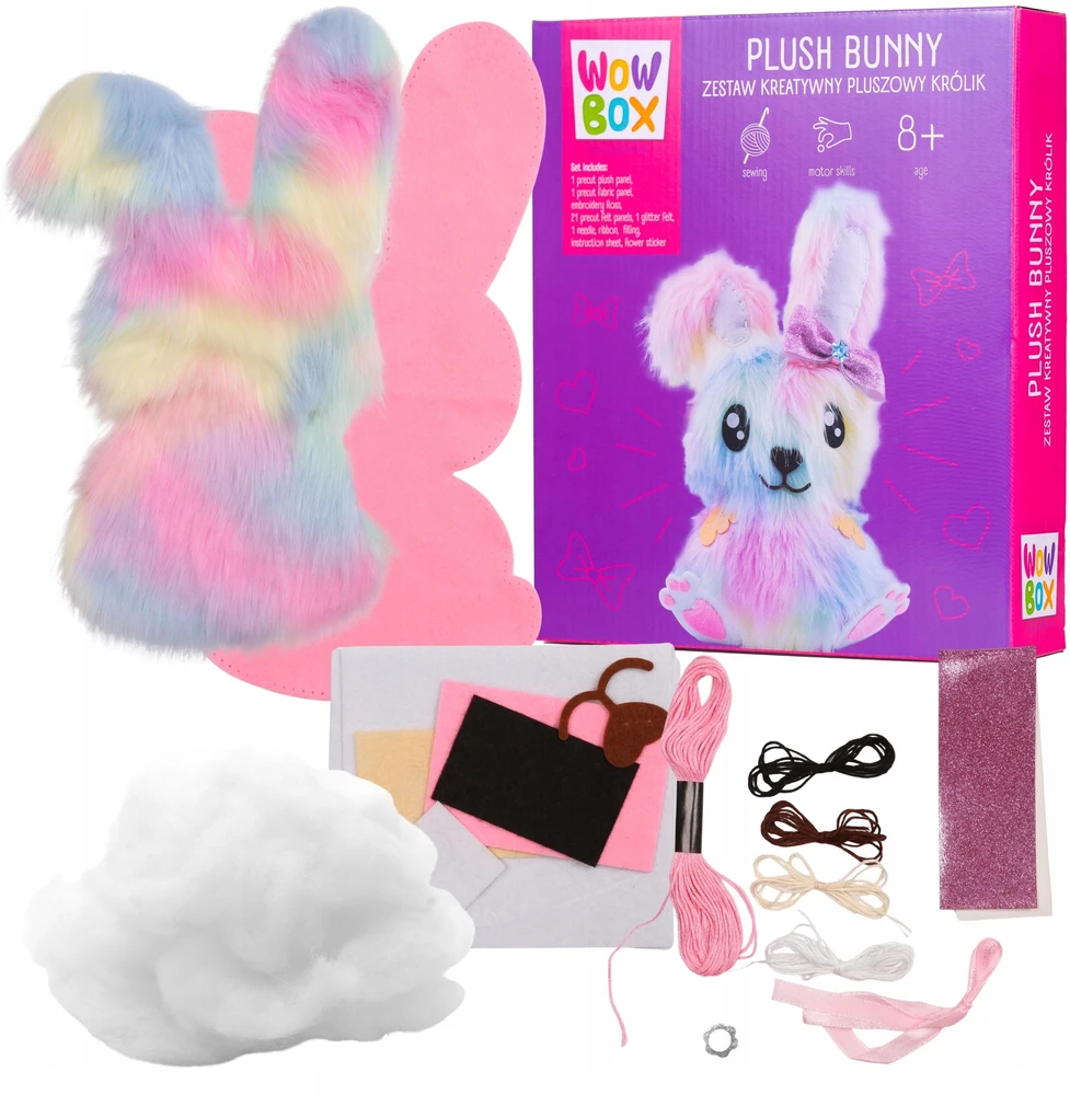 WOW Box Creative rinkinys PLUSH RABBIT, skirtas siuvinėjimui „pasidaryk pats“, skirtas siūti 8+