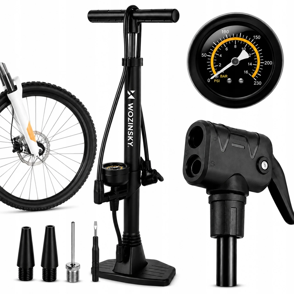Pompka rowerowa Wozinsky WPR-02 podłogowa - juoda