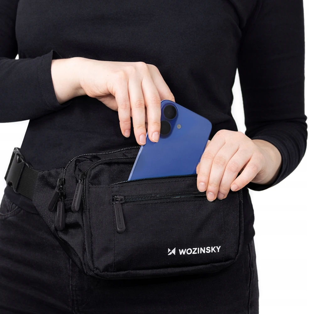 Saszetka biodrowa Wozinsky WSB-W1 na ramię unisex regulowany dirželis wodoodporna - juoda