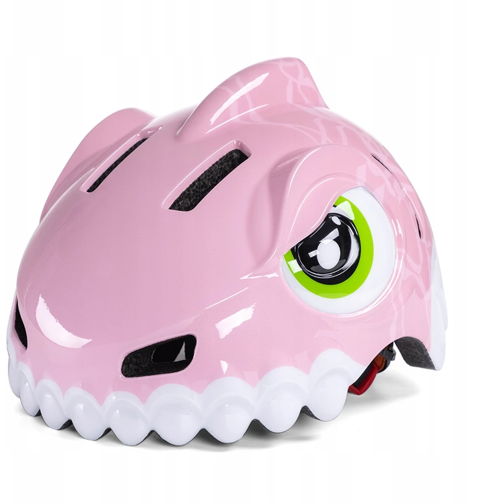 Dviratininko šalmas dziecięcy Wozinsky motyw dinozaur 52-56 cm - rožinė