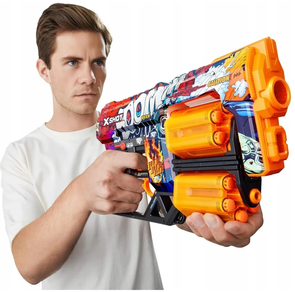 X-Shot Zuru Xshot Skins Dread Menace Blaster rinkinys iš 4 paleidimo priemonių, 48 smiginis