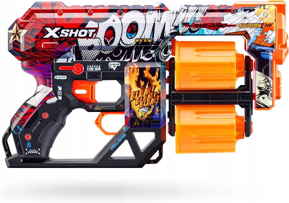 X-Shot Zuru Xshot Skins Dread Menace Blaster rinkinys iš 4 paleidimo priemonių, 48 smiginis