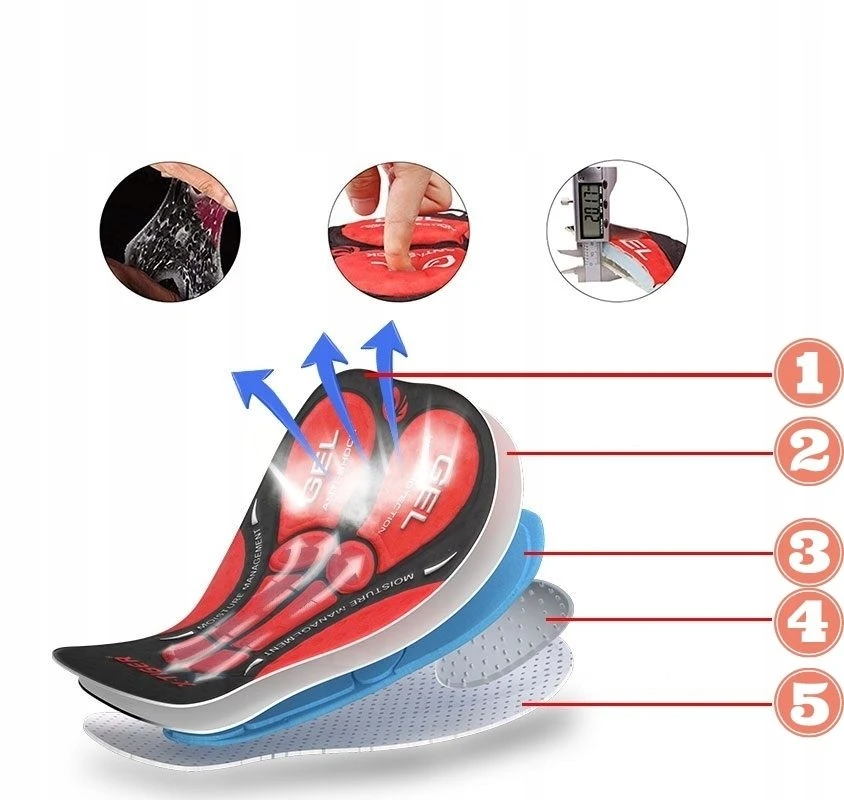 X-Tiger Vyriški dviračių šortai su paminkštintomis kelnaitėmis Apatiniai šortai tinklelio CUSHIONING M