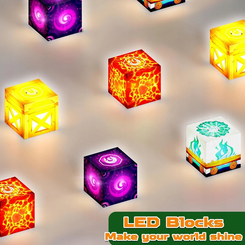 XINLONGDIANZI BLOCKS STRONG MAGNET RINKINYS Miško portalas 200 vnt, lava, šviečiantis LED, 3+