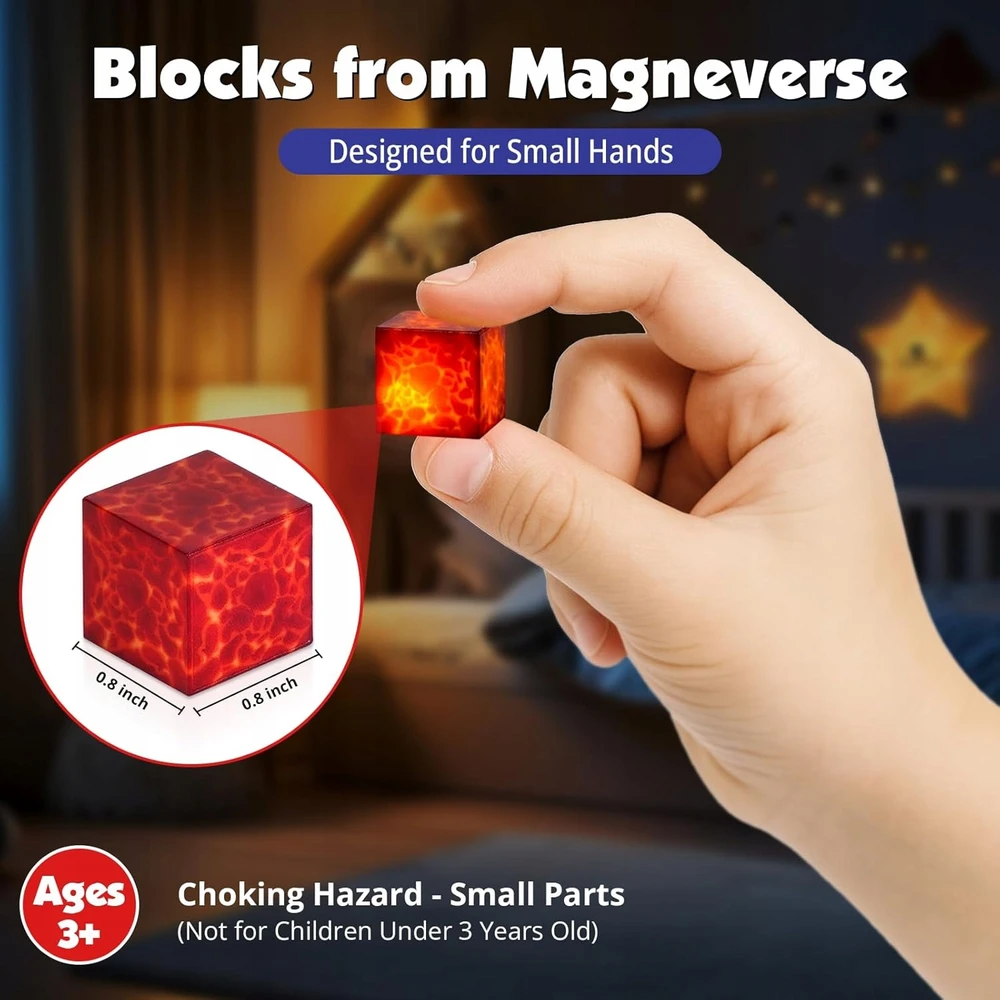 XINLONGDIANZI BLOCKS STRONG MAGNET RINKINYS Miško portalas 200 vnt, lava, šviečiantis LED, 3+