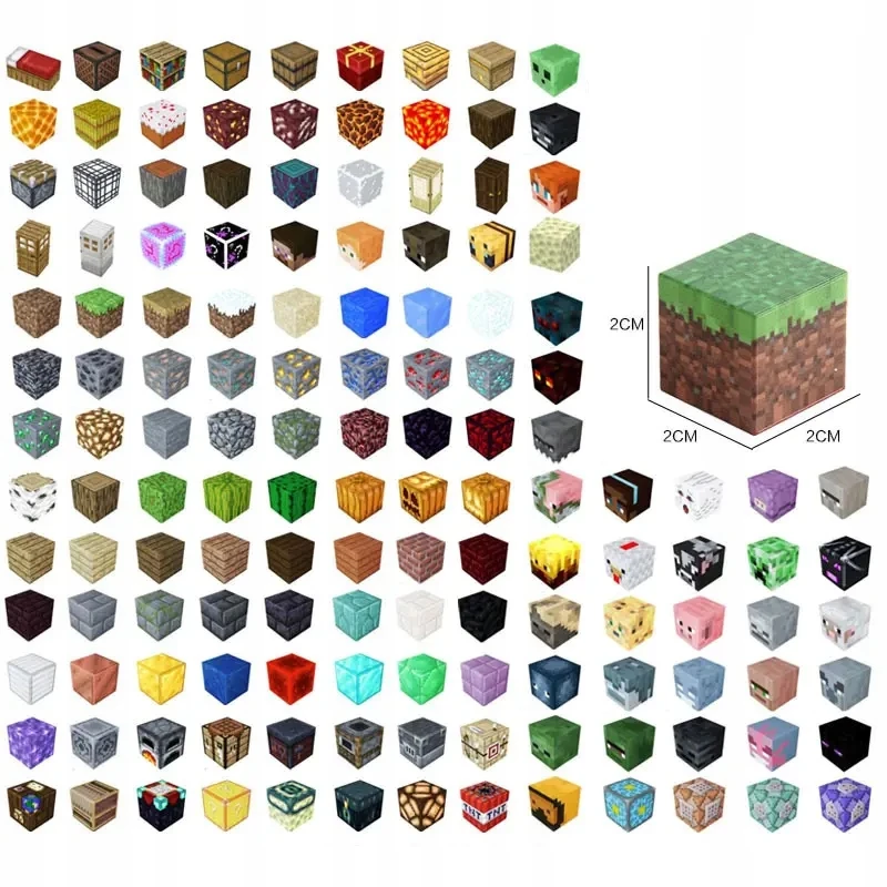 XINLONGDIANZI Magnetinės plytos 100 vnt Minecraft Style + Papildoma 100 plytų + 5 figūrėlės