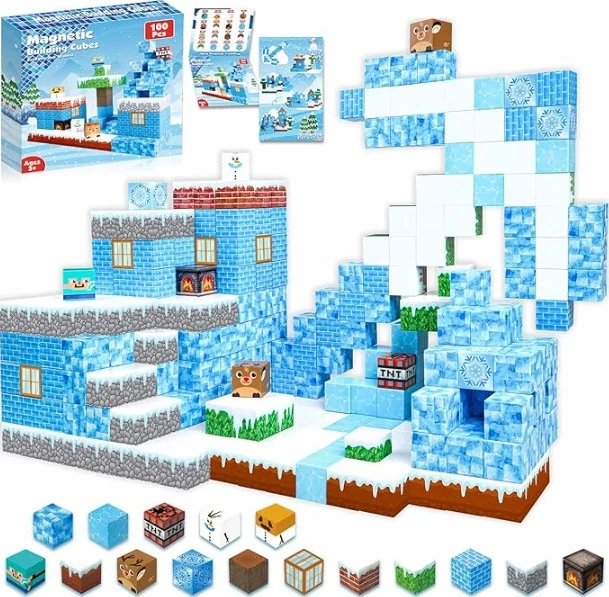 XINLONGDIANZI Magnetiniai blokai 200 vnt + 100 vnt 3D statybinis rinkinys + aukščiausios kokybės konteineris