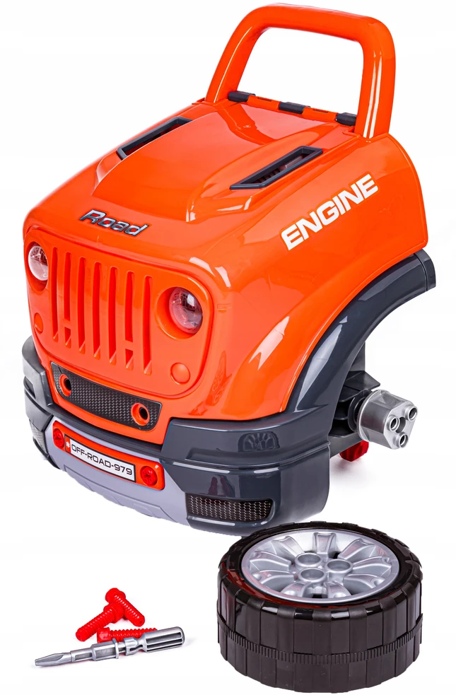 Xiong Cheng Jaunojo mechaniko komplektas su automobiliu, 61 el.