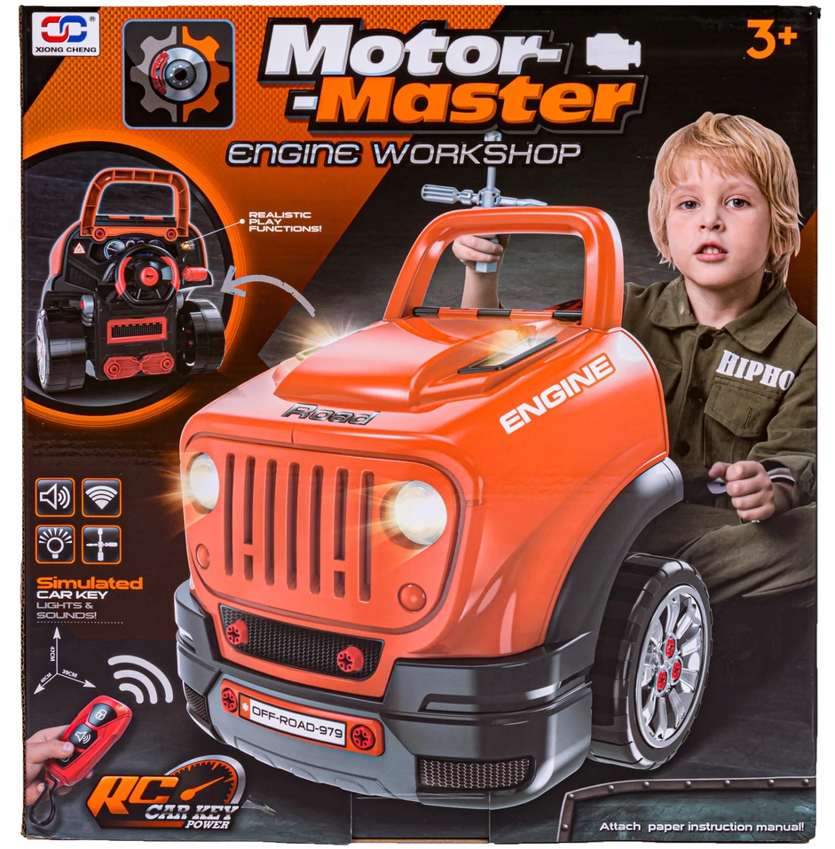 Xiong Cheng Jaunojo mechaniko komplektas su automobiliu, 61 el.