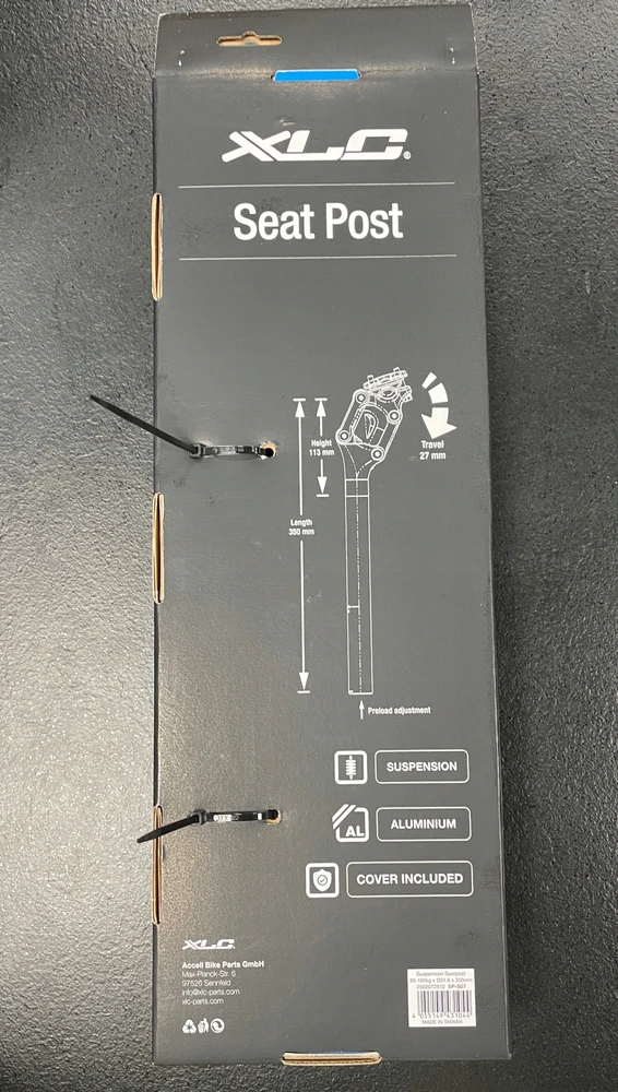 XLC SP-S07 pakabos sėdynės stulpas 30,9 mm, 350 mm, juodas sėdynės stulpas