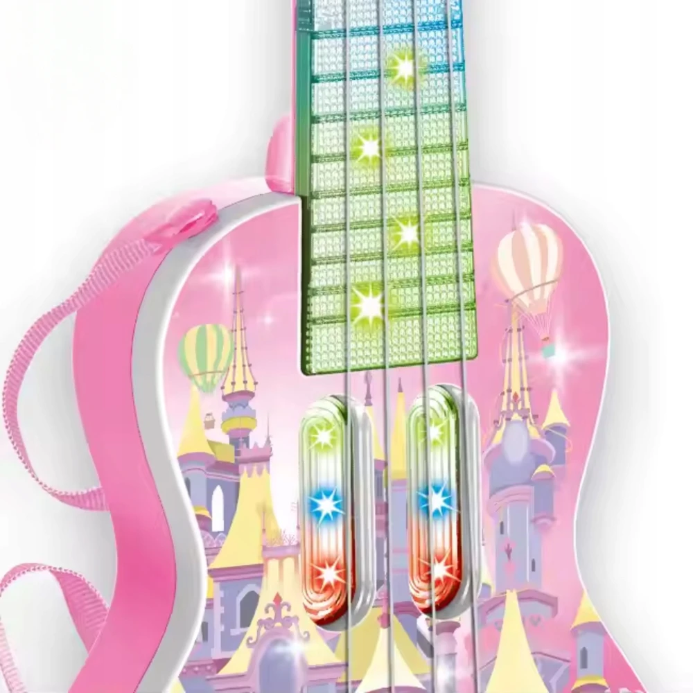 Xpart INTERAKTYVI ELEKTRINĖ GITARA VAIKAMS ŠVIESI GARSO ROŽINĖ MUZIKA
