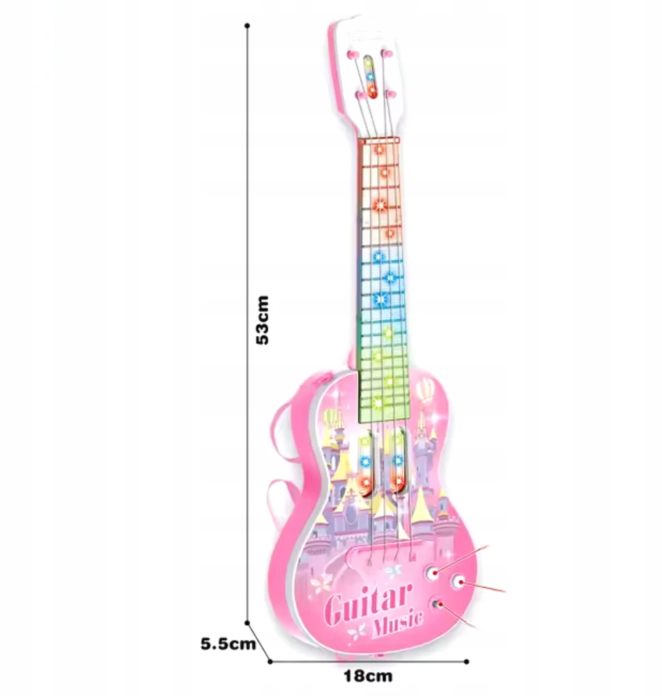 Xpart INTERAKTYVI ELEKTRINĖ GITARA VAIKAMS ŠVIESI GARSO ROŽINĖ MUZIKA