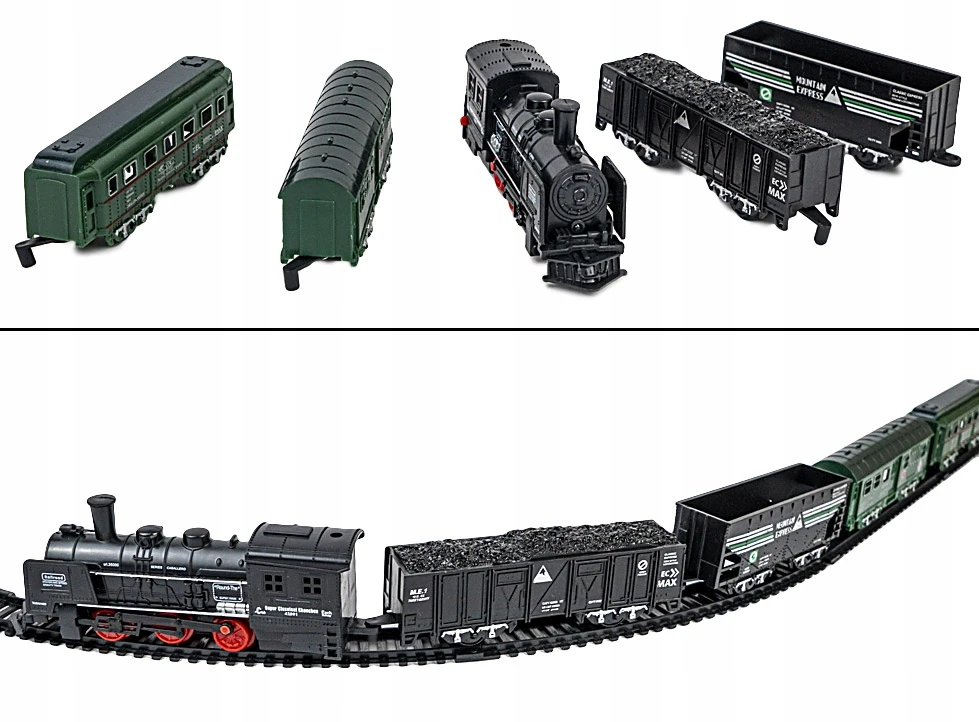 click4TOYS XXL ELEKTRINIS TRAUKINIS TRAUKINĖLIS LOKOMOTYVAS + VĖŽIS VAIKŲ KRAUGOVIŲ ŽAISLUI